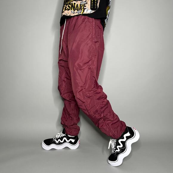 Vintage Track Pants Maroon Red Polyester Joggers Union Made in USA Blue Star 90s - Picture 1 of 5